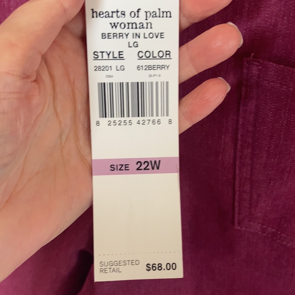 Hearts of Palm pant berry pull on pant size 22W - Picture 15 of 17